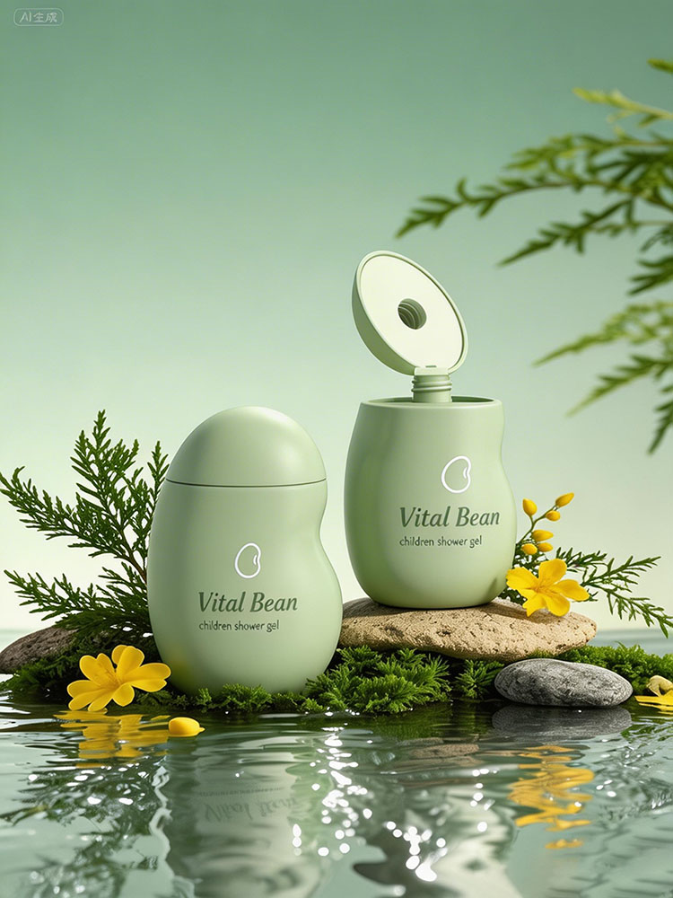 歪头豆儿儿童沐浴露产品造型设计